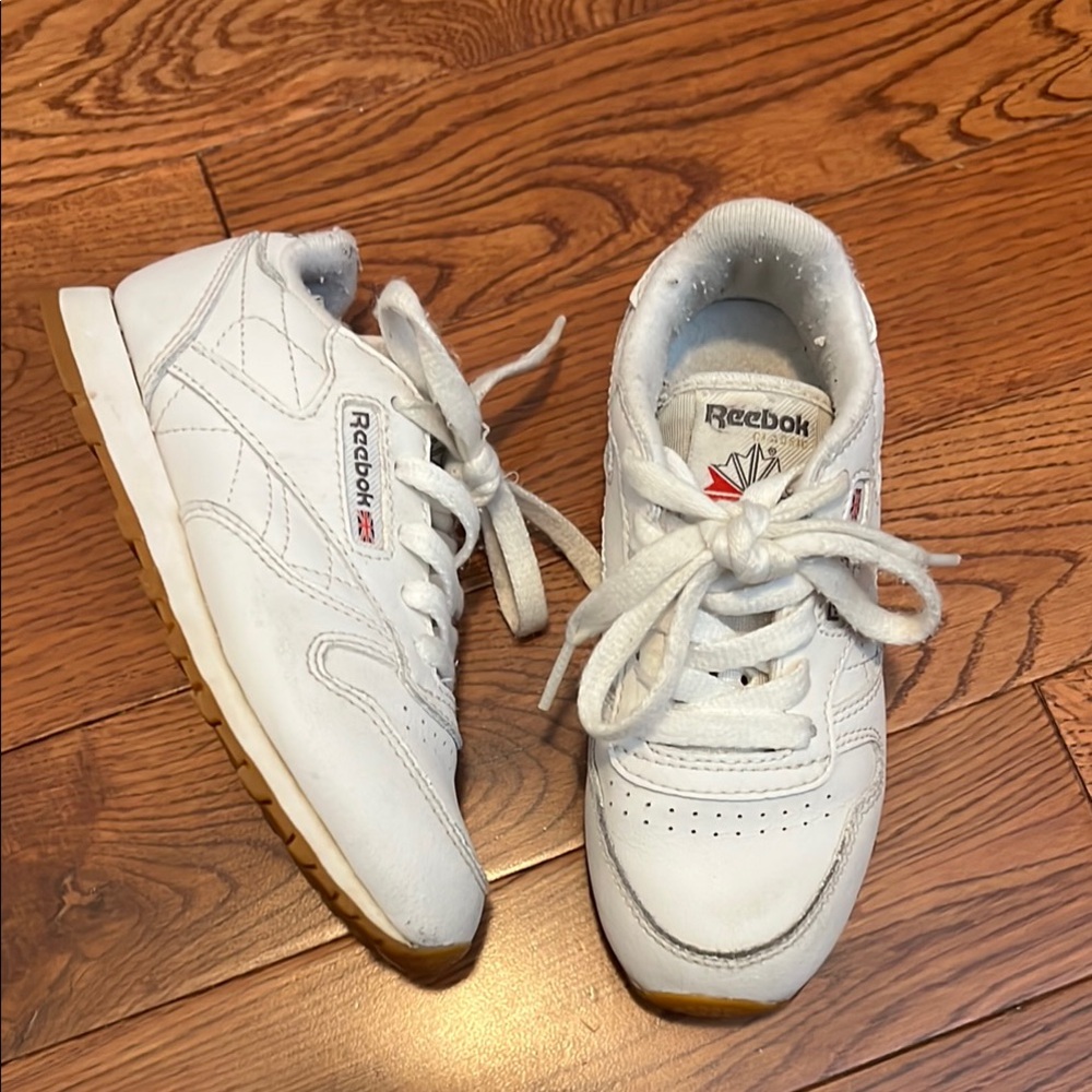 Reebok White Classic Sneakers with Perforated Detailing